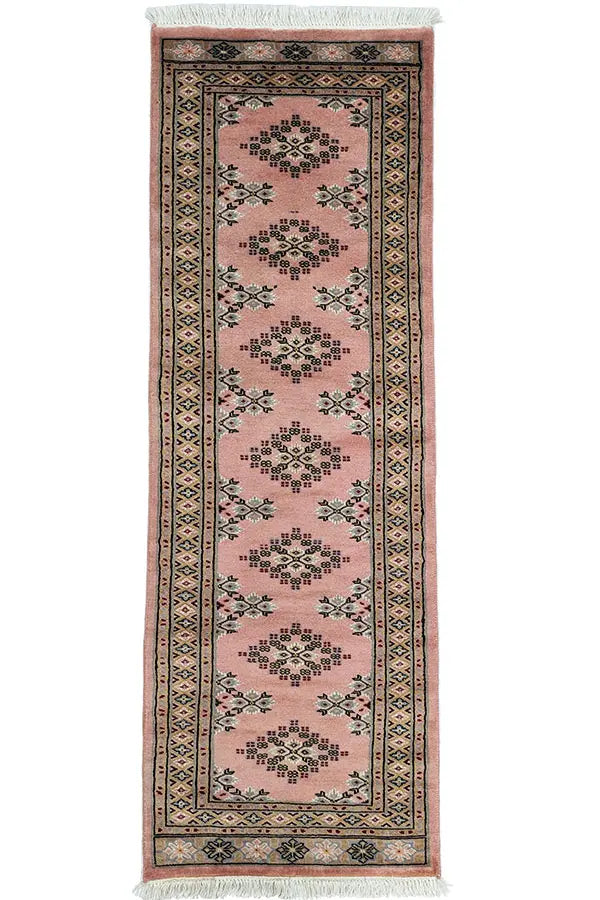 ベビーピンク色 パキスタン絨毯(63x186cm)廊下敷き【絨毯専門店】