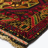 アフガニスタン絨毯 109x208cm トライバルラグ 幾何学模様 手織り