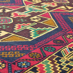 アフガニスタン絨毯 109x208cm トライバルラグ 幾何学模様 手織り