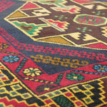アフガニスタン絨毯 109x208cm トライバルラグ 幾何学模様 手織り