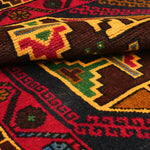 アフガニスタン絨毯 109x208cm トライバルラグ 幾何学模様 手織り