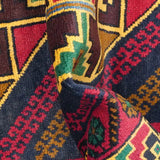 アフガニスタン絨毯 109x208cm トライバルラグ 幾何学模様 手織り