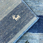 青 動物 ギャッベ ペルシャ絨毯