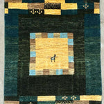 ギャッベ ペルシャ絨毯 緑