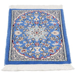 ペルシャ絨毯 ナイン ウール 玄関マット 青 (ブルー)