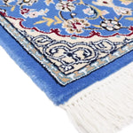 ペルシャ絨毯 ナイン ウール 玄関マット 青 (ブルー)