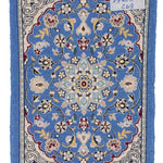 ペルシャ絨毯 ナイン ウール 玄関マット 青 (ブルー)