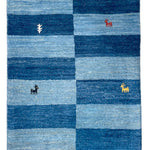 青 動物 ギャッベ ペルシャ絨毯