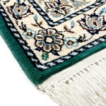 ペルシャ絨毯 ナイン ウール 玄関マット 緑 (グリーン)