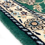 ペルシャ絨毯 ナイン ウール 玄関マット 緑 (グリーン)