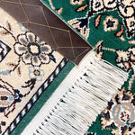 ペルシャ絨毯 ナイン ウール 玄関マット 緑 (グリーン)