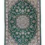 ペルシャ絨毯 ナイン ウール 玄関マット 緑 (グリーン)