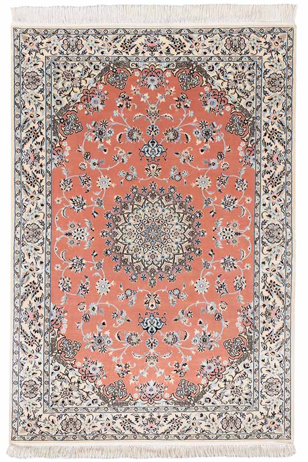 ナイン産 ペルシャ絨毯(120x175cm)ハビビアン工房 ピンク【絨毯専門店】