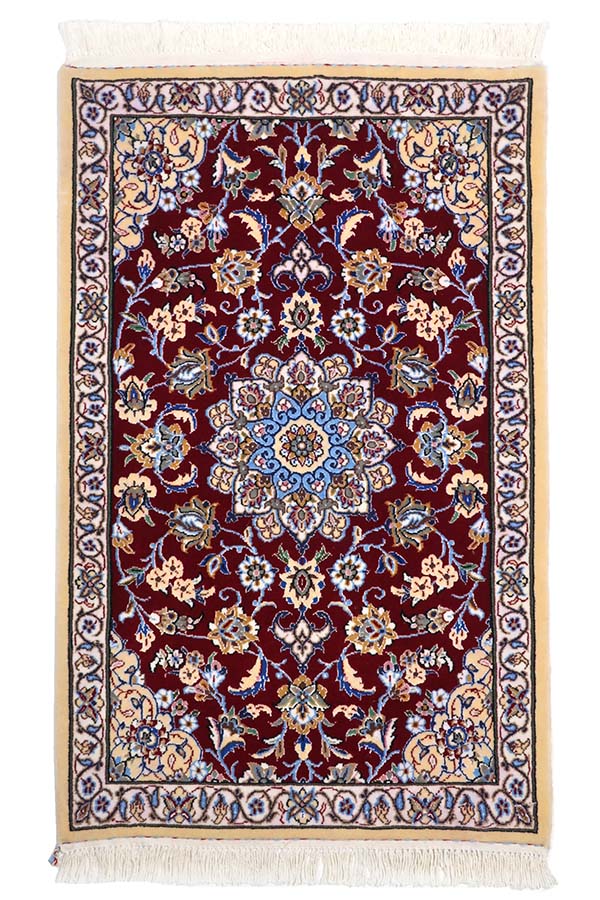 ペルシャ絨毯ウール＆シルク手織りビールジャンド 玄関マット117×79cmペルシャカーペット