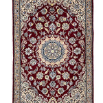 ペルシャ絨毯 ナイン ウール 玄関マット 赤 (レッド)