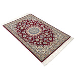 ペルシャ絨毯 ナイン ウール 玄関マット 赤 (レッド)