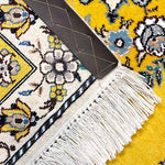 ペルシャ絨毯 ナイン ウール 玄関マット 黄色 (イエロー)