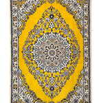 ペルシャ絨毯 ナイン ウール 玄関マット 黄色 (イエロー)