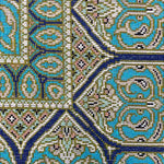 ペルシャ絨毯 クム ムサビ工房 シルク 玄関マット 青(ブルー)