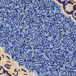 ペルシャ絨毯 クム シルク 玄関マット 青 (ブルー)