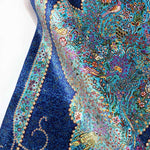 ペルシャ絨毯 クム シルク 玄関マット 青 (ブルー)