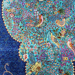 ペルシャ絨毯 クム シルク 玄関マット 青 (ブルー)