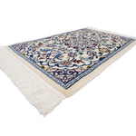 ペルシャ絨毯 ナイン ウール 玄関マット 白 (ホワイト)