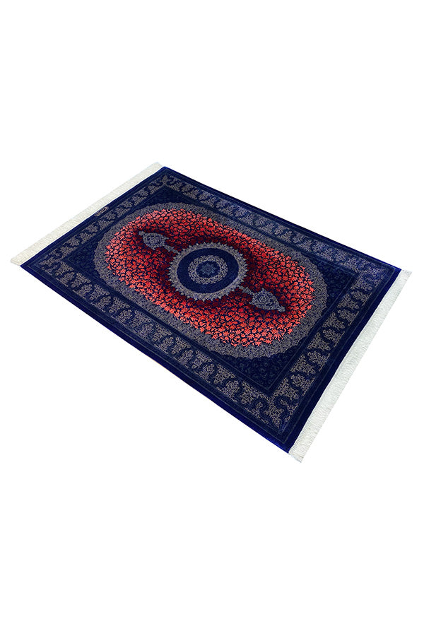 ペルシャ絨毯(80x117cm)シルク クム 紫 玄関マット【絨毯専門店】