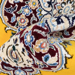 手織りペルシャ絨毯 ナイン産 約66cm x 93cm 玄関マット ラグ 山吹色