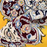 手織りペルシャ絨毯 ナイン産 約66cm x 93cm 玄関マット ラグ 山吹色