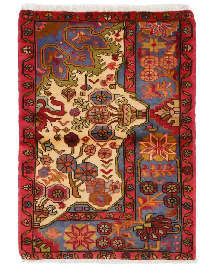 ペルシャ絨毯 ナハバンド産 70x97cm トライバルラグ 手織り ウール