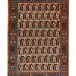 クム産オールド手織りペルシャ絨毯 ウール製 約140×204cm