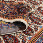 クム産オールド手織りペルシャラグ 長寿と力の象徴ボテ文様