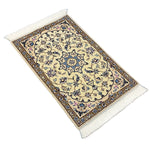 ペルシャ絨毯 ナイン ウール 玄関マット クリーム色