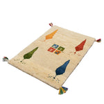 ギャッベ ペルシャ絨毯 アイボリー 玄関マット