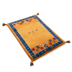 ペルシャ絨毯 ギャッベ 玄関マット 手織り オレンジ