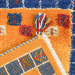 ペルシャ絨毯 ギャッベ 玄関マット 手織り オレンジ