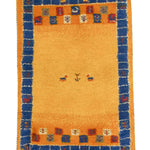 ペルシャ絨毯 ギャッベ 玄関マット 手織り オレンジ