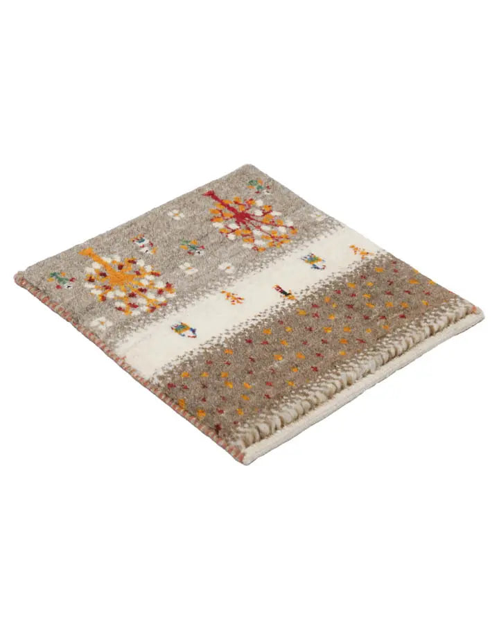 ペルシャ絨毯 ギャッベ 34x39cm 手織り ラグ ナチュラル