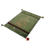 ペルシャ絨毯 ギャッベ グリーン 玄関マット