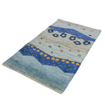 ギャッベ  ペルシャ絨毯 青 水色 玄関マット