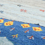 ギャッベ  ペルシャ絨毯 青 水色 玄関マット