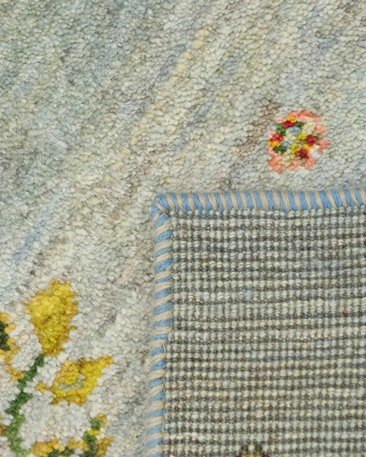 手織りペルシャ絨毯 ギャッベ 50x80cm 玄関マット 淡いブルー