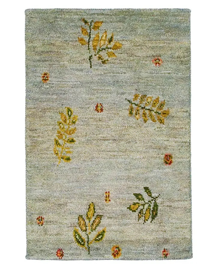 手織りペルシャ絨毯 ギャッベ 50x80cm 玄関マット 淡いブルー