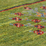 ペルシャ絨毯 ギャッベ グリーン 緑 手織りラグ 玄関マット