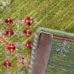 ペルシャ絨毯 ギャッベ グリーン 緑 手織りラグ 玄関マット