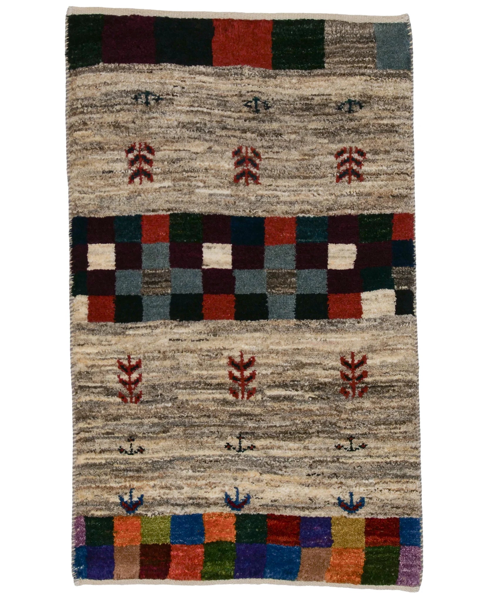 ギャッベ ラグ 約55×90cm｜手織りウールのペルシャ絨毯 一点もの