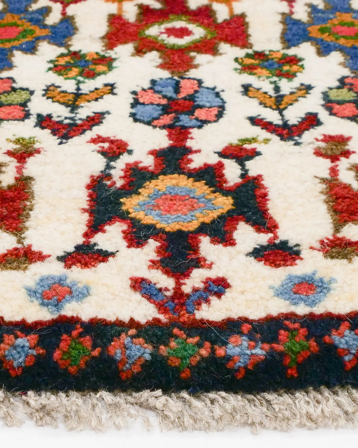 ペルシャ絨毯 ギャッベ 42x46cm 花 手織り ミニ ラグ