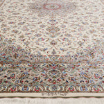 ペルシャ絨毯 カシャーン産 パディディ工房 シルク 約197cm x 298cm アイボリー ホワイト 白 手織り ラグ