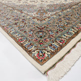 ペルシャ絨毯 カシャーン産 パディディ工房 シルク 約197cm x 298cm アイボリー ホワイト 白 手織り ラグ